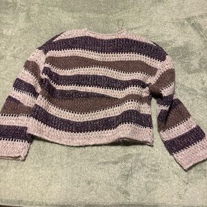 Zara Striped Knit Crochet Sweater - Pink and Brown size small